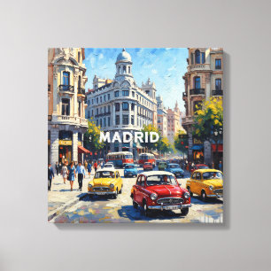 マドリード スペイン クラシックカー 都市壁画 キャンバスプリント