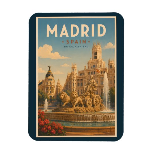 マドリード スペイン シベーレス噴水 イラスト 旅行 マグネット (縦)