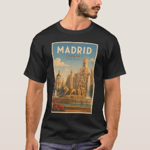 マドリード スペイン シベーレス噴水 イラスト 旅行 Tシャツ