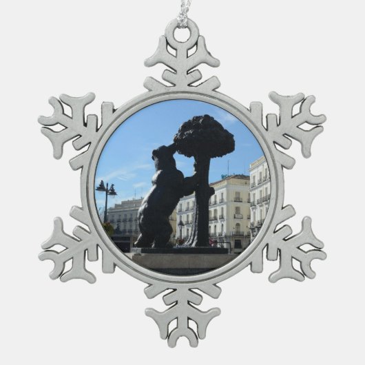 マドリード、スペイン スノーフレークピューターオーナメント (正面)