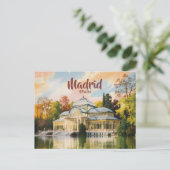 マドリード スペイン パラシオ・デ・クリスタル 水彩画 旅行 ポストカード (スタンド正面)