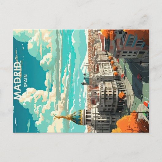 マドリード スペイン ヴィンテージ トラベル ポスター ポストカード (正面)