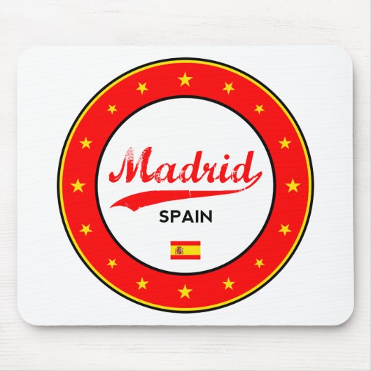 マドリード，スペイン，円，白 マウスパッド (正面)