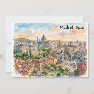 マドリード スペイン 建築 水彩画 カード