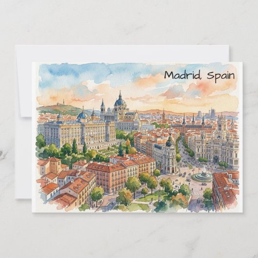 マドリード スペイン 建築 水彩画 カード (正面)