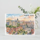マドリード スペイン 建築 水彩画 カード (スタンド正面)