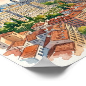 マドリード スペイン 建築 水彩画 ポスター (角)