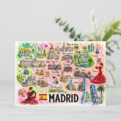 マドリード スペイン 水彩画 旅行地図 ポストカード (スタンド正面)