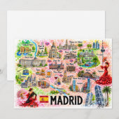 マドリード スペイン 水彩画 旅行地図 ポストカード (正面/裏面)