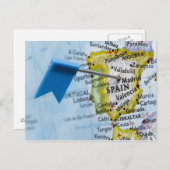 マドリード、地図、クローズアップのスペインに置かれるピンの地図を描いて下さい ポストカード (正面/裏面)