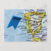 マドリード、地図、クローズアップのスペインに置かれるピンの地図を描いて下さい ポストカード (正面)