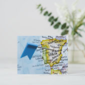 マドリード、地図、クローズアップのスペインに置かれるピンの地図を描いて下さい ポストカード (スタンド正面)