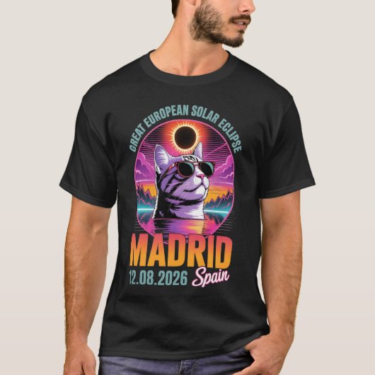 マドリード 2026年レトロなヨーロッパ大日食 Tシャツ (正面)