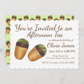 マドレーヌのティーパーティー 誕生日 婚前お披露目 ケーキ 招待状 (正面/裏面)