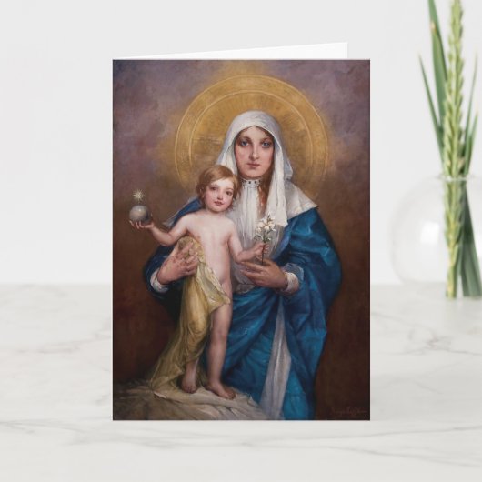 マドンナおよび子供のクリスマスカード シーズンカード (正面)