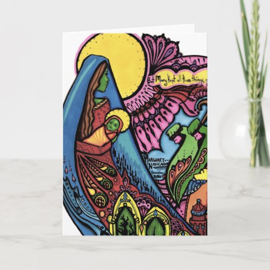 マドンナおよび子供のクリスマスカード シーズンカード (正面)