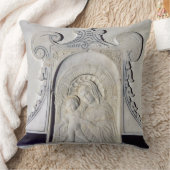 マドンナおよび子供(大理石)の浅浮き彫り クッション (ブランケット)