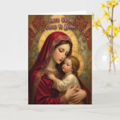 マドンナとイエスはクリスマスカードを折った カード (黄色い花)