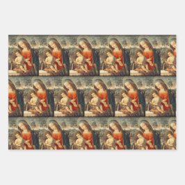 マドンナとキリスト・チャイルド・クラシックアート・クリスマス ラッピングペーパーシート