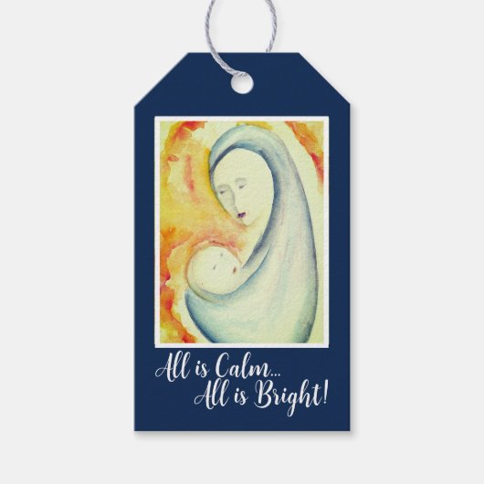 マドンナとチャイルドカスタムアート宗教的な休日 ギフトタグ (正面)