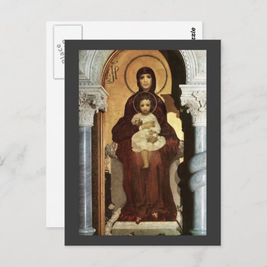 マドンナとベビーイエスが王座に ポストカード (正面/裏面)