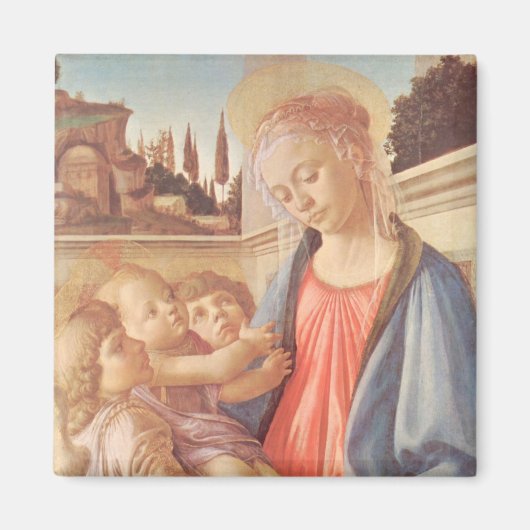 マドンナと二つの天使by Botticelli マグネット (正面)