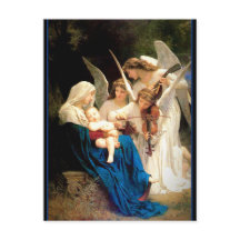 マドンナと天使のクリスマスを持つ子供