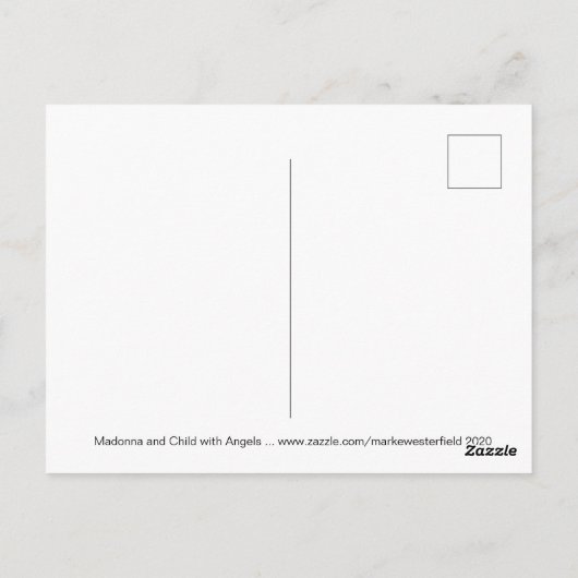 マドンナと天使のクリスマスポストカードを持つ子供 ポストカード (裏面)
