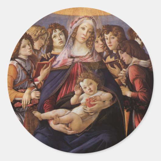 マドンナと天使の子供Sandro Botticelli ラウンドシール (正面)