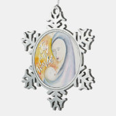 マドンナと子どもの水の色の喜び世界雪 スノーフレークピューターオーナメント (右)