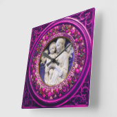 マドンナと子ども,エンジェルスフローラルネッサンスクラウン スクエア壁時計 (傾斜)