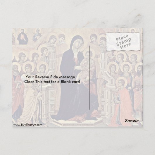 マドンナと子を即位させ天使をデュッチオが率いた ポストカード (裏面)