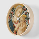 マドンナと子イエス・キリスト教のヴィンテージ・アート・ウッド 壁時計 (傾斜)