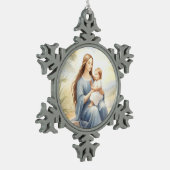 マドンナと子イエス スノーフレークピューターオーナメント (左)