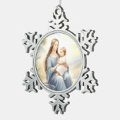 マドンナと子イエス スノーフレークピューターオーナメント (右)