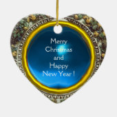 マドンナと子供と天使の青いサファイアハート セラミックオーナメント (裏面)