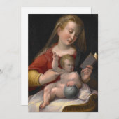 マドンナと子供と本 – クリスマス 招待状 (正面/裏面)