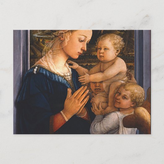 マドンナと子供と2つの天使By Filippo Lippi ポストカード (正面)