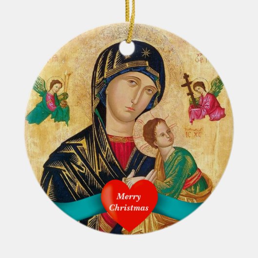 マドンナと子供のクリスマス セラミックオーナメント (正面)