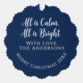 マドンナと子供のミッドナイトブルー記念あいさつ オーナメントカード (裏面)