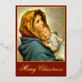 マドンナと子供の宗教的なクリスマスと写真 箔シーズンカード