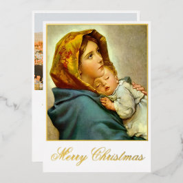 マドンナと子供の宗教的なクリスマスと写真 箔シーズンカード