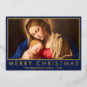 マドンナと子供の宗教的なクリスマスと写真 箔シーズンカード (正面)