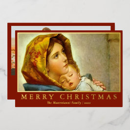 マドンナと子供の宗教的なクリスマスと写真 箔シーズンカード