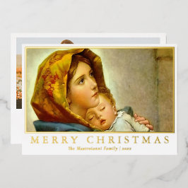 マドンナと子供の宗教的なクリスマスと写真 箔シーズンカード