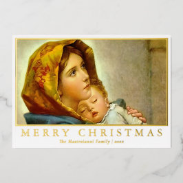 マドンナと子供の宗教的なクリスマスと写真 箔シーズンカード