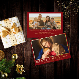 マドンナと子供の宗教的なクリスマスと写真 箔シーズンカード