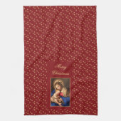 マドンナと子供の宗教的なクリスマスデコレーション キッチンタオル (縦)