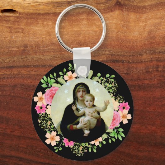 マドンナと子供の美しいヴァージンマリアとイエス キーホルダー (正面)
