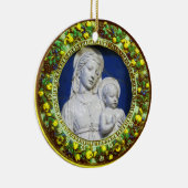 マドンナと子供丸い青サファイアセラミックホーン セラミックオーナメント (右)